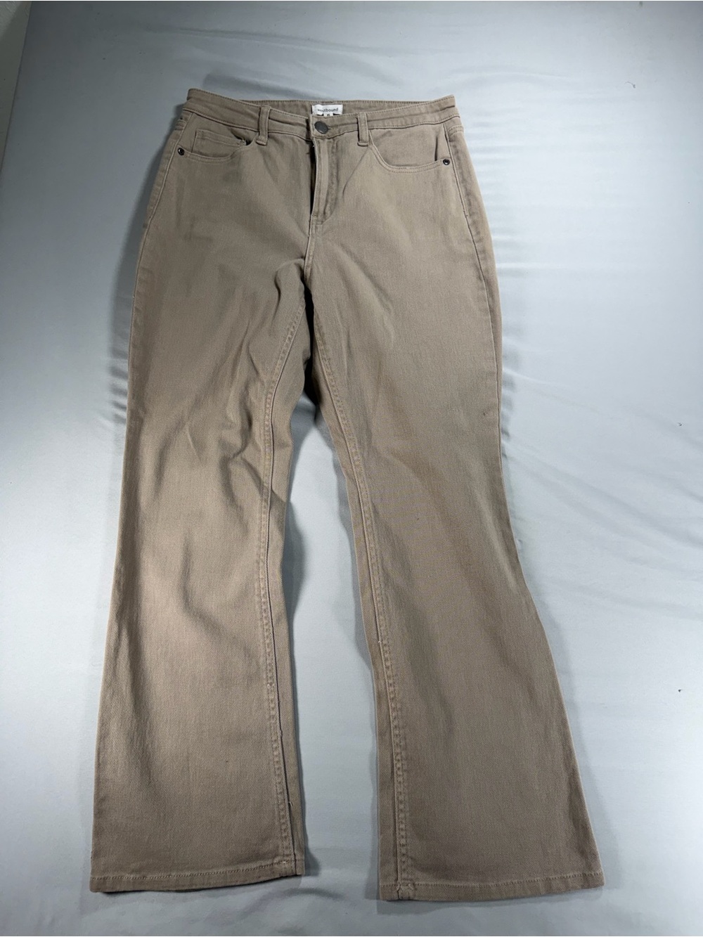 Westbound Women’s Sz 8S Khaki Bootcut Denim Jeans Tan Mid-Rise Stretch #1017